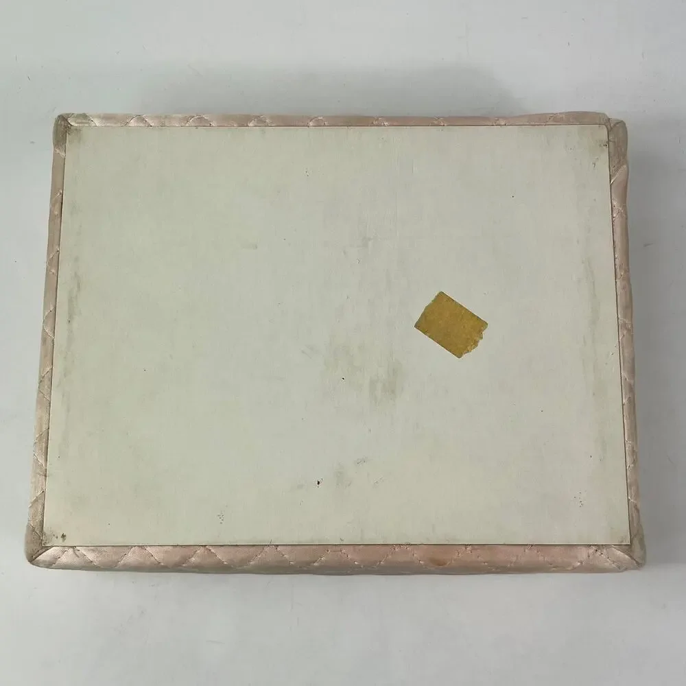Vintage Quilted Satin Ballet Dancer Jewelry Box August Albo Print Lid 9.5
